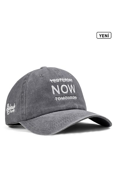BlackBörk Unisex Vintage καπέλο μπέιζμπολ - Χθες Σήμερα Αύριο Γκρι (TOLDED CAP)