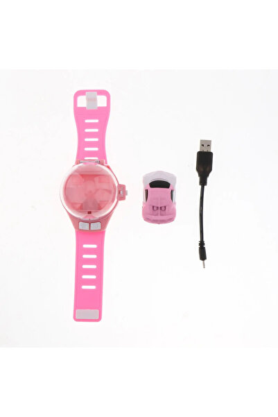 pazariz Uzak Kumandalı Araba Oyuncak Işıklı Şarjlı Kol Saati Tipi Sevimli RC Araba Pembe