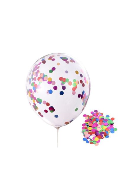 pazariz Pazarız Konfetili Balon Pullu Şeffaf Balon Seti 50 Adet