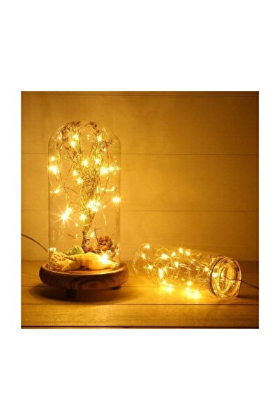 pazariz Peri Led Işık 28 Ledli 3 Metre Sarı Led Şerit Aydınlatma Pilli Spot Le