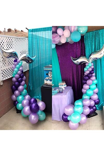 eğlencemarketi 100 Mermaid Themed Balloons and 5 Meter Balloon Chain
