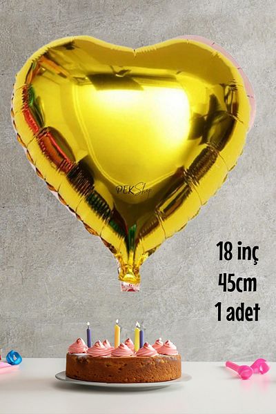 PEKSHOP Gold Heart Foil Balloon Shiny Heart Balloon 18" 45cm