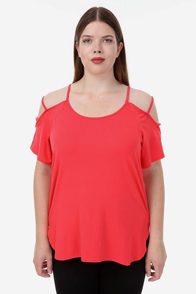 Hanezza Women's Plus Size Oeko-tex Certified Viscose Fabric Shoulder Detailed Blouse