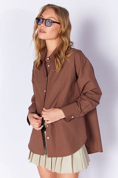EDITION Women's Comfortable Poplin Shirt - Brown, Additional100163867-3867