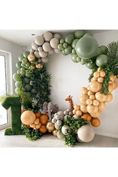 eğlencemarketi Krom Gold Küf Yeşili Karamel Gri Ve Ten Rengi Balon Zinciri 10...