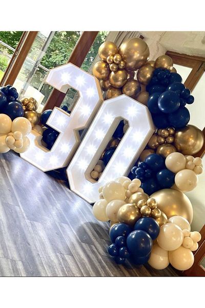 eğlencemarketi Chrome Gold Midnight Blue And Skin Color Balloon Chain 100 Pieces