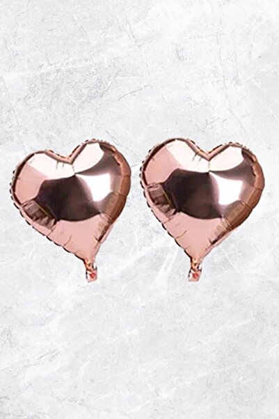 PEKSHOP Heart Shaped Rose Gold Foil Balloon 10 Inc 25 Cm 2 Pieces
