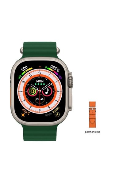 pazariz Watch 8 Ultra 49mm Amax Ultra Akıllı NFC - GPS - Kablosuz Şarj YEŞİL Kordonunu Seç