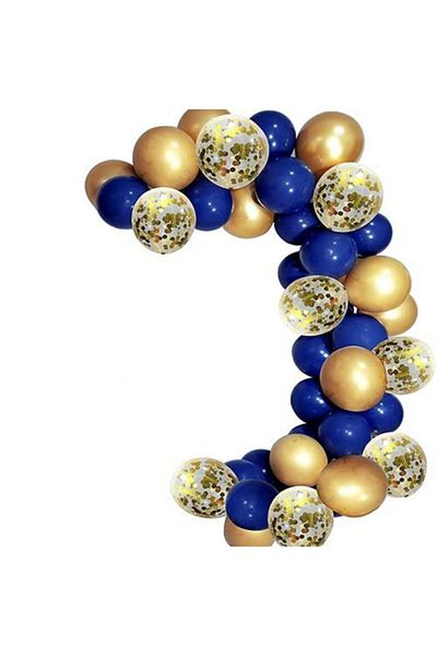 eğlencemarketi Navy Blue Gold Chain Balloon Sets