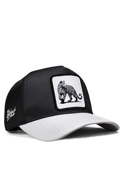 BlackBörk Λευκό-μαύρο καπέλο Trucker με λογότυπο V1 Panther