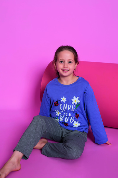 Ponki Σετ παιδικές πιτζάμες με μακρυμάνικο εποχιακό χτενισμένο βαμβάκι