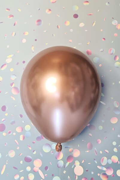 PEKSHOP Rose Gold Krom Balon Aynalı Balon Roe Gold Renk 10lu