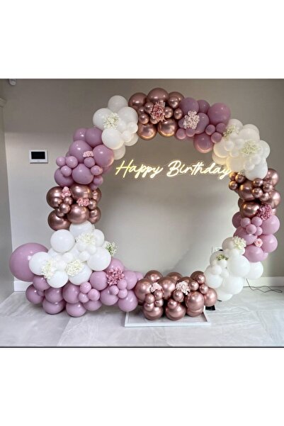 eğlencemarketi Krom Pembe Toz Pembe Ve Beyaz Balon Zinciri 100 Adet