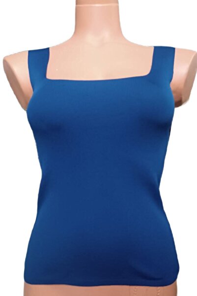 PEMBECİN Kare Yaka Atlet Triko Bluz Crop S / M / L Beden Uyumlu