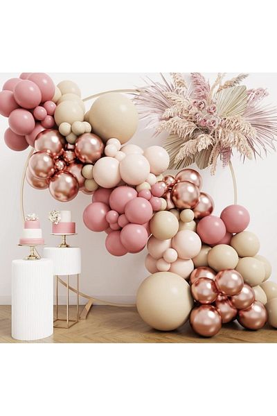eğlencemarketi 100 Pieces Retro Rosewood Pink Blush Balloon Chain