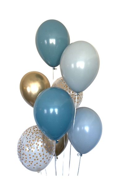 eğlencemarketi Deep Ocean Storm Blue Gold Confetti Balloon Set