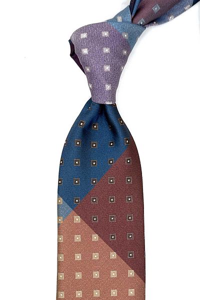 Kravatkolik Navy Blue Patchwork Patterned Classic Tie - Kk12809