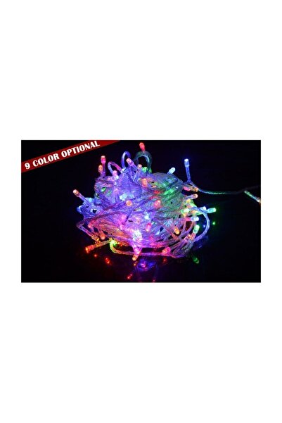 pazariz 10 Mt 100 Led Işık Renkli Noel Yılbaşı Agaç Süsleme Led Süs 9 Fon