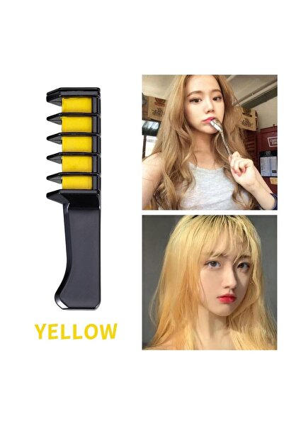 pazariz Rengarenk Saç Boyama Tebeşiri - Mini Taraklı Konsept Saç Boyama Seti Hair Chalk Sarı