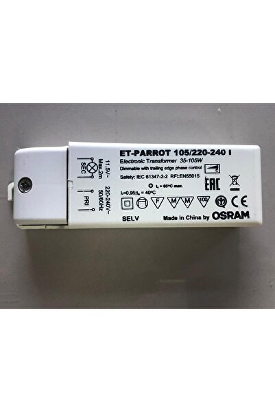 Osram 105W ELETRONİK TRAFO  ET-PARROT 35W-105W/220-240V   GİRİŞ:220V ÇIKIŞ:11,5V