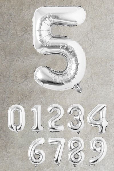 PEKSHOP Large Size Silver Number Balloon - 100cm 40inch Foil Number