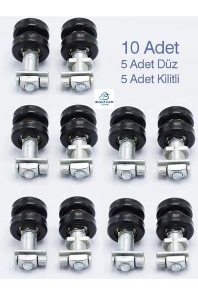BULUT DİZAYN VE HEDİYELİK EŞYA Glass Balcony Metal Wheel 10pcs(5 pcsGardened + 5 pcsstraight)