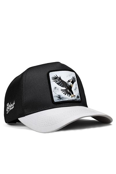 BlackBörk V1 Λευκό-μαύρο καπέλο Trucker με λογότυπο Eagle