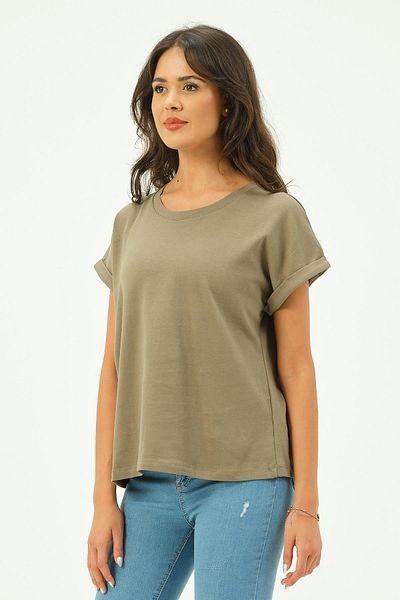 Rich Women's Solid color Cotton T-shirt T-shirt with Bat Sleeves