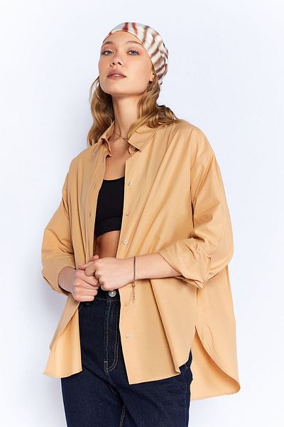 EDITION Comfortable Cut Poplin Biscuit Women's Shirt - Additional100163867-3867