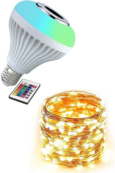 Xnews 2'li Set Kumandalı Ampul Şekilli Bluetooth Hoparlör Led Işık + Peri Led...