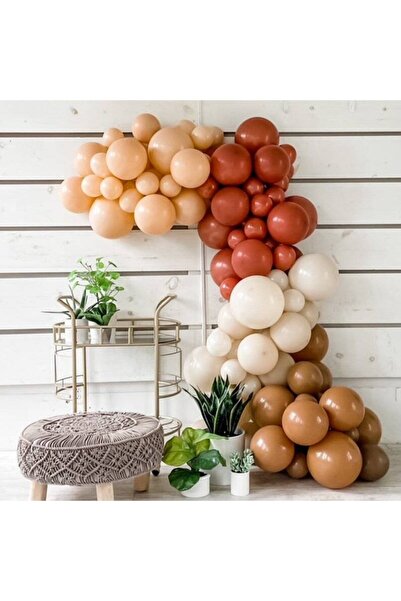 eğlencemarketi Pastel Yanık Turuncu Deniz Kumu Çöl Kumu Ve Karamel Balon Zinc...
