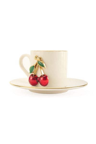 İpek White and Red 90 ml Silk Coffee Cup Set