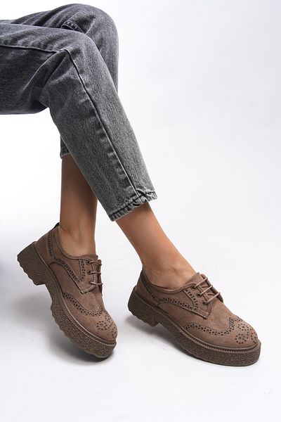 Riccon Oknyrth Damen-Loafer – Schnürung, Nerz-Wildleder, 00121990