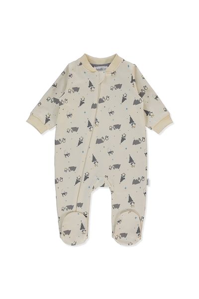 Bebetto Ecru K4475 - Jumpsuit with Two Thread Booties (Skier Penguin)