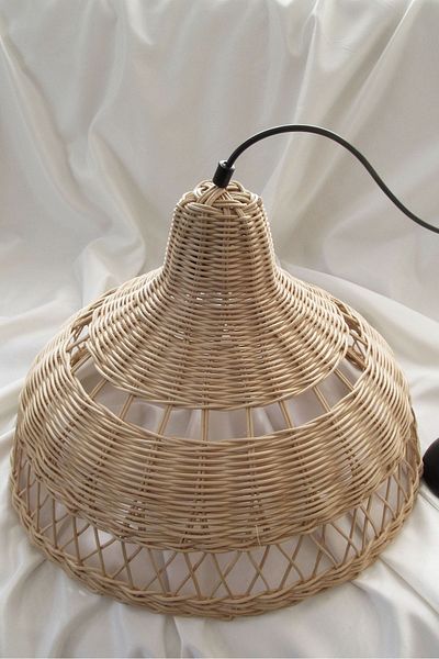 Belkıs Rattan Rattan, Bamboo, Wicker Pendant Lamp Chandelier 40 Cm