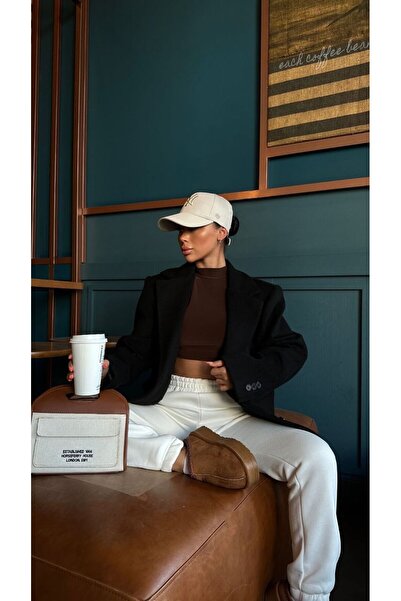 fmnbutik pinterest muadil kaşe kumaş yumuşak doku tek düğmeli astarlı oversize bol kesim kaban blazer ceket