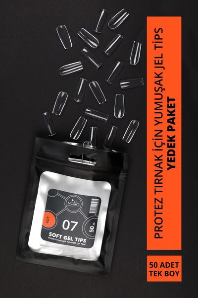MOMO professional Soft Gel Tips, Küt No:07, Tek Boy 50’li Yedek Paket