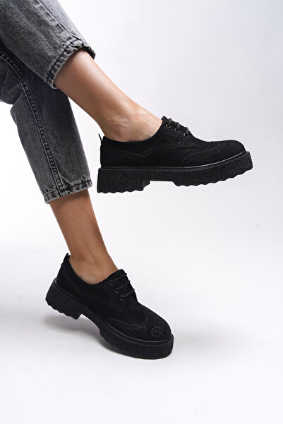 Riccon Чорні замшеві жіночі мокасини Oknyrth - на шнурівці 00121990