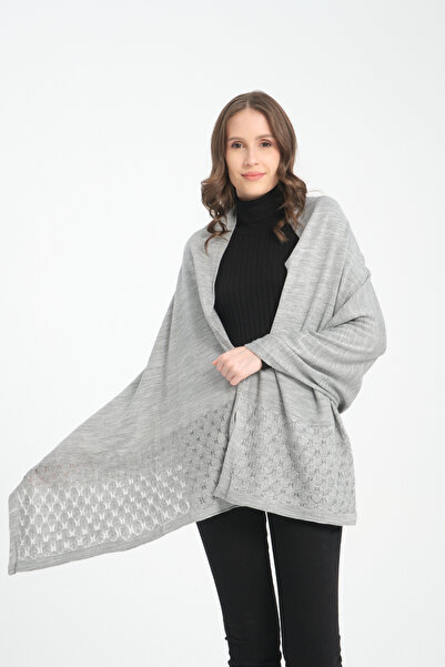 VEGA MODA Openwork Patterned Single Color Shoulder Shawl - Comfortable Edge, Knitwear Women's Shawl
