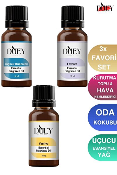 DUEY Hava nemlendiriciler için 3 Lü Uçucu Yağ Buhurdanlık Yağı Esansı Oda Kok...