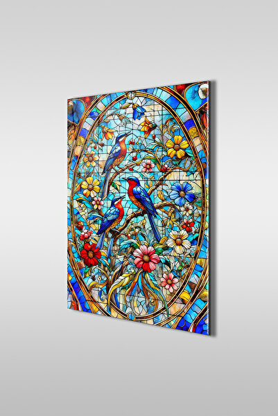 GLASZEN Vitray Stil Manzara Dikey Cam tablo