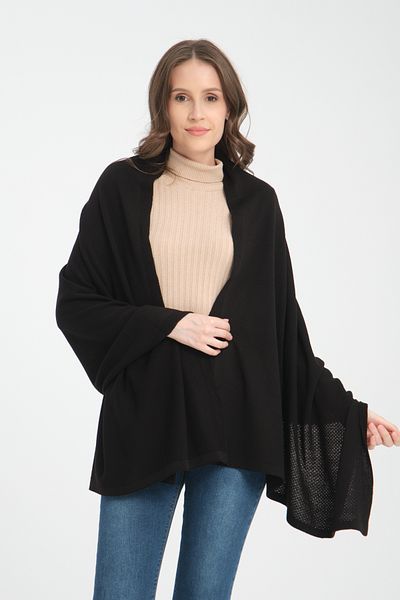VEGA MODA Brass Patterned Single Color Shoulder Shawl - Comfortable Knitwear, Edge Stylish