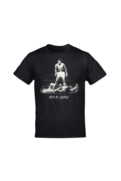 CONSTRAİN Muhammad Ali Štampano Unisex crna T-shirt - Lebdite kao leptir, ubi...