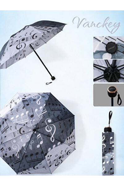VANCKEY Nota Müzik  Desenli  8 Telli Manuel Rüzgara Dayanıklı Şemsiye
