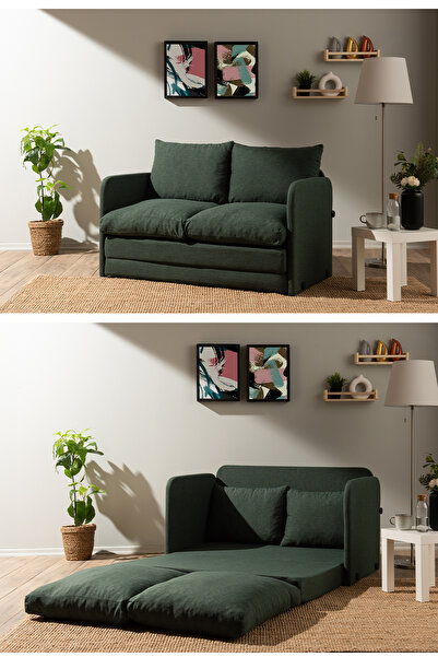 Pafu Saga İkili Katlanır Yataklı Koltuk Keten Haki