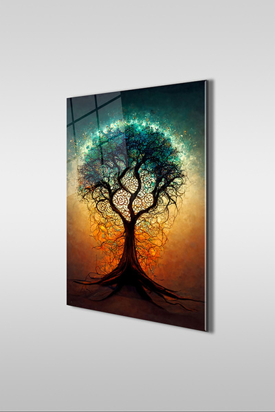 GLASZEN Sujemno drvo života Vertikalna staklena slika