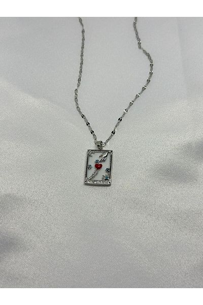 Acousticworld Stainless Silver and Steel Love Card Tarot Necklace - Stylish and Gift Accessory