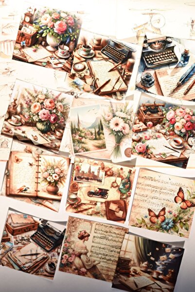 Scrapbook Vintage Mektup Temalı Scrapbook Kağıdı *10 × 10 cm* / Fotokart