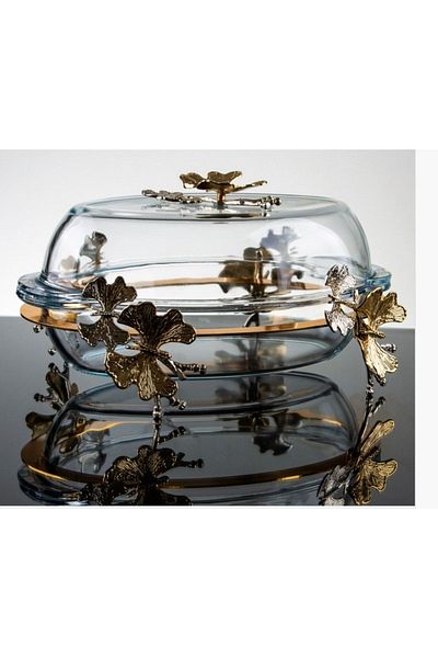 Barok Oval Gold Glass Covered Service