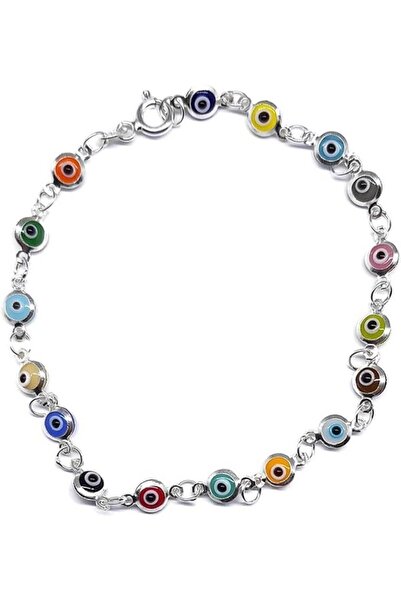 Sylvery Jewels 4mm Cam Nazar Boncuğu Göz Bileklik 925 Ayar Gümüş Bileklik